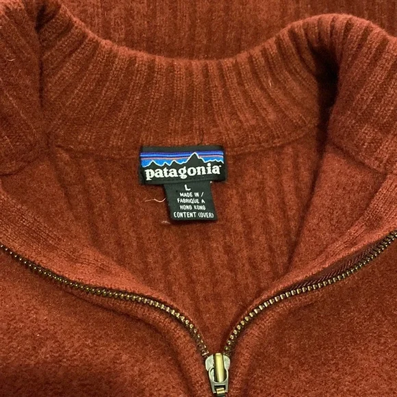 Patagonia Mock Half Zipper 💯 Wool Knit Unisex Sweater Size L - Picture 11 of 14